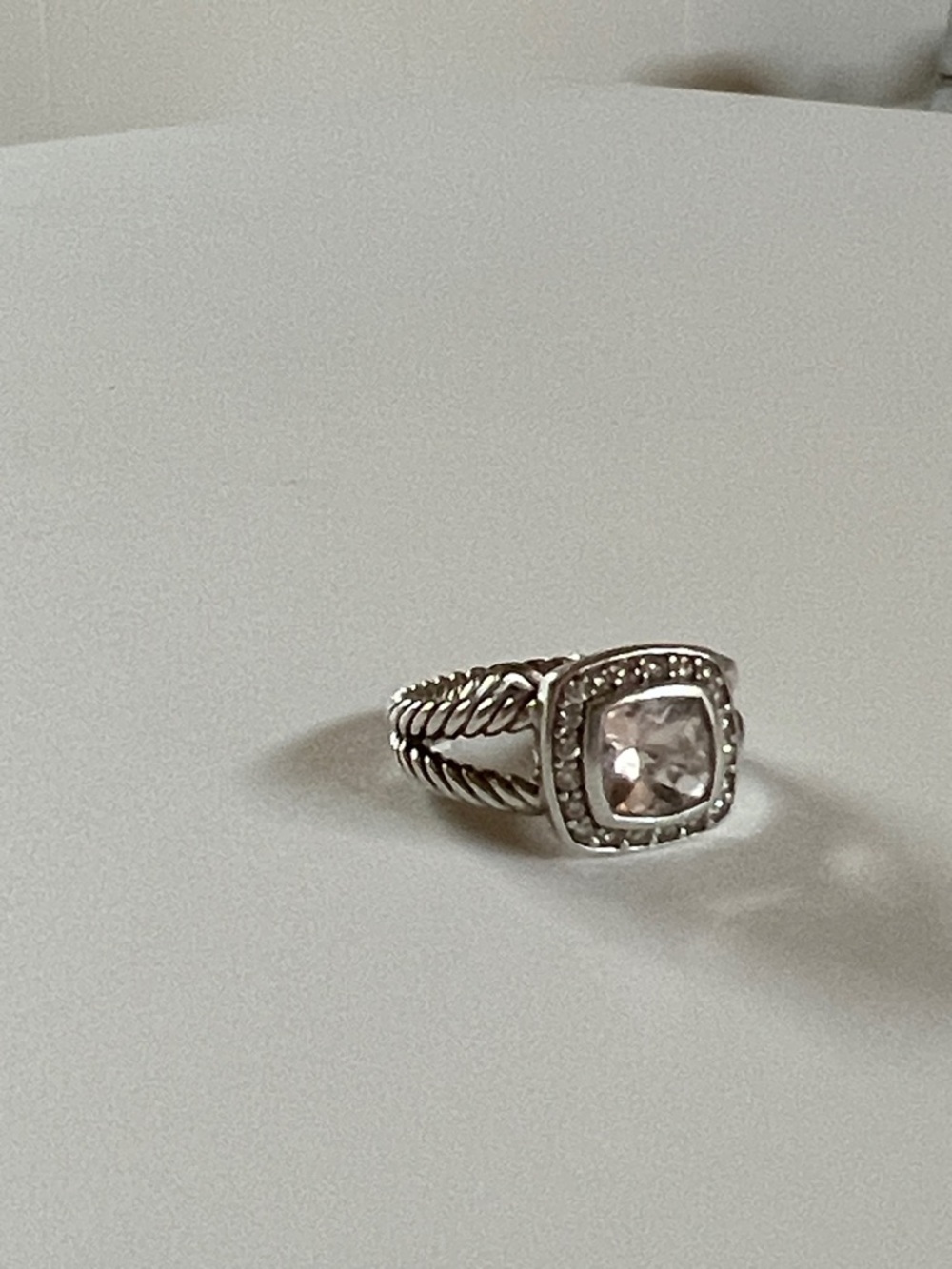David Yurman Sterling Silver Ring with Pale Pink morganite petite albion - Picture 10 of 12